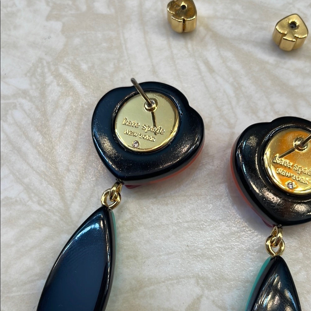 KATE SPADE UEC “Best Buds” red green floral statement earrings - Picture 7 of 9